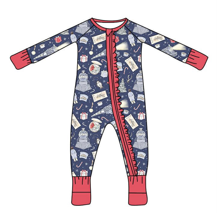 Polar Express "Believe" Christmas Bamboo Ruffle Zippy