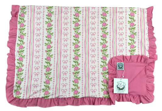 Grandmillennial Floral Pink Hearts Blanket - 30x40in