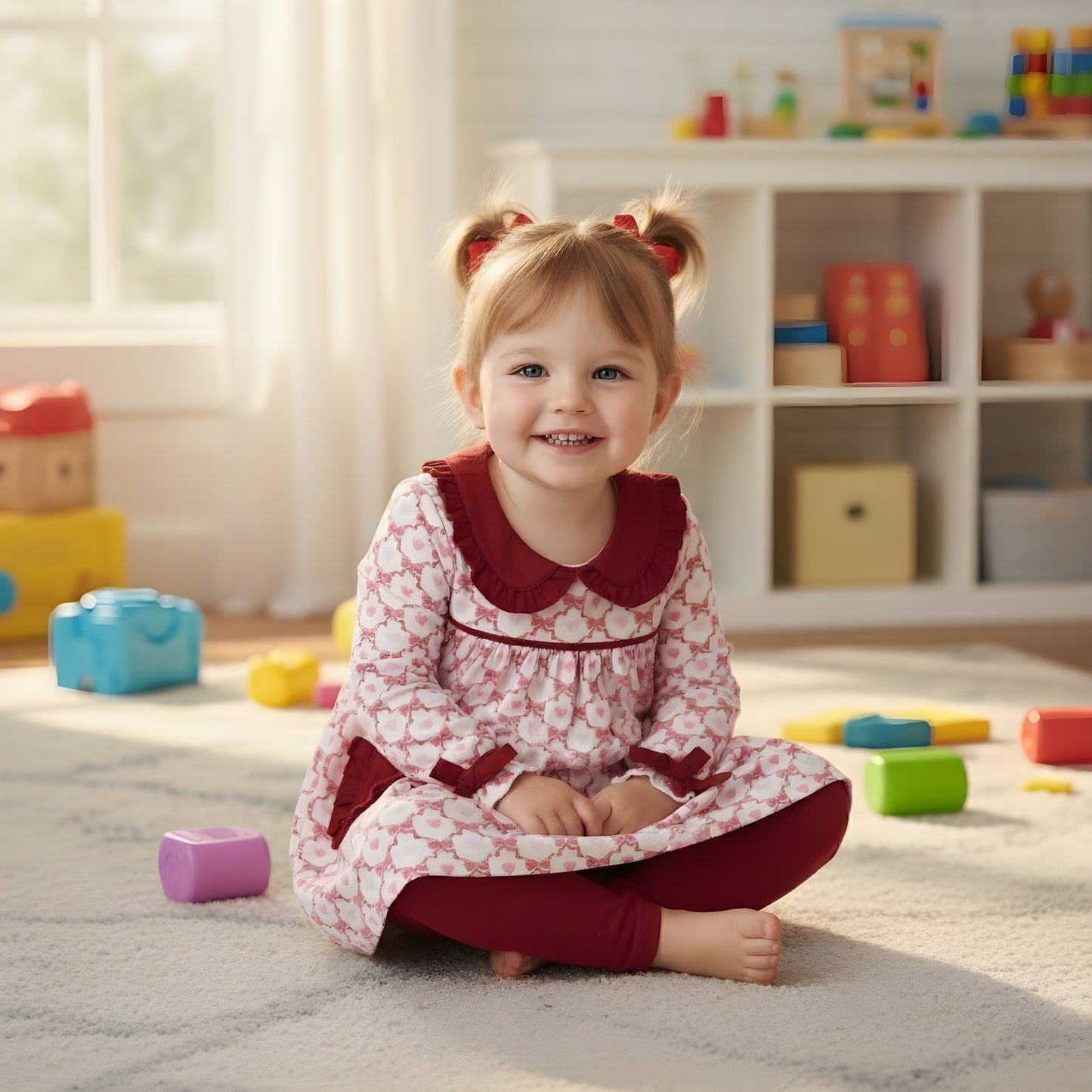 Grandmillennial Valentines Hearts & Bows Pants Set