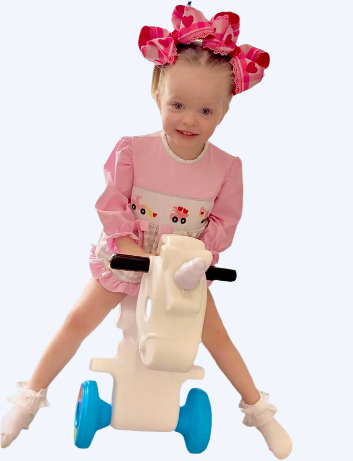 VALENTINES DAY CONSTRUCTION LOVE - HAND SMOCKED - GIRL PANTS SET