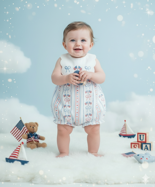 PATRIOTIC GRANDMILLENNIAL BUBBLE WITH HAND EMBROIDERY