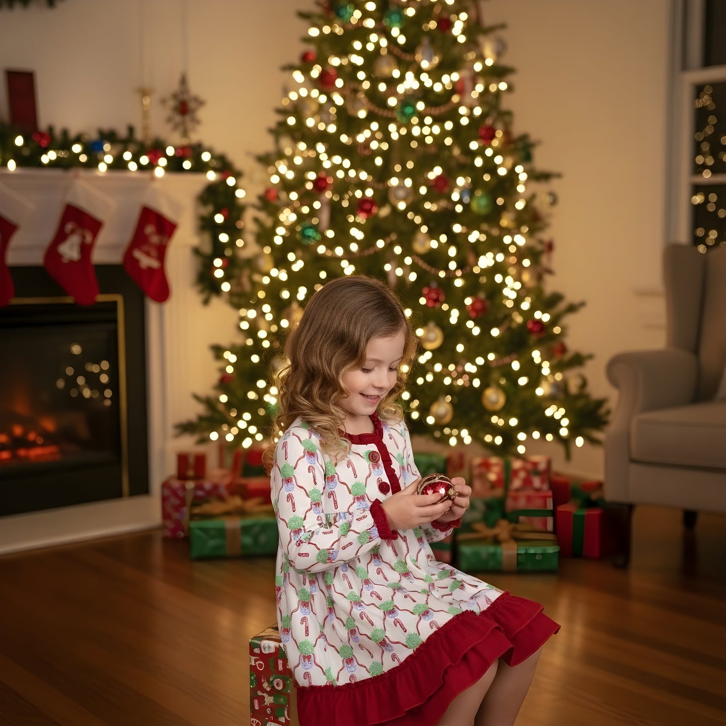 Christmas White Candy Cane Nightgown