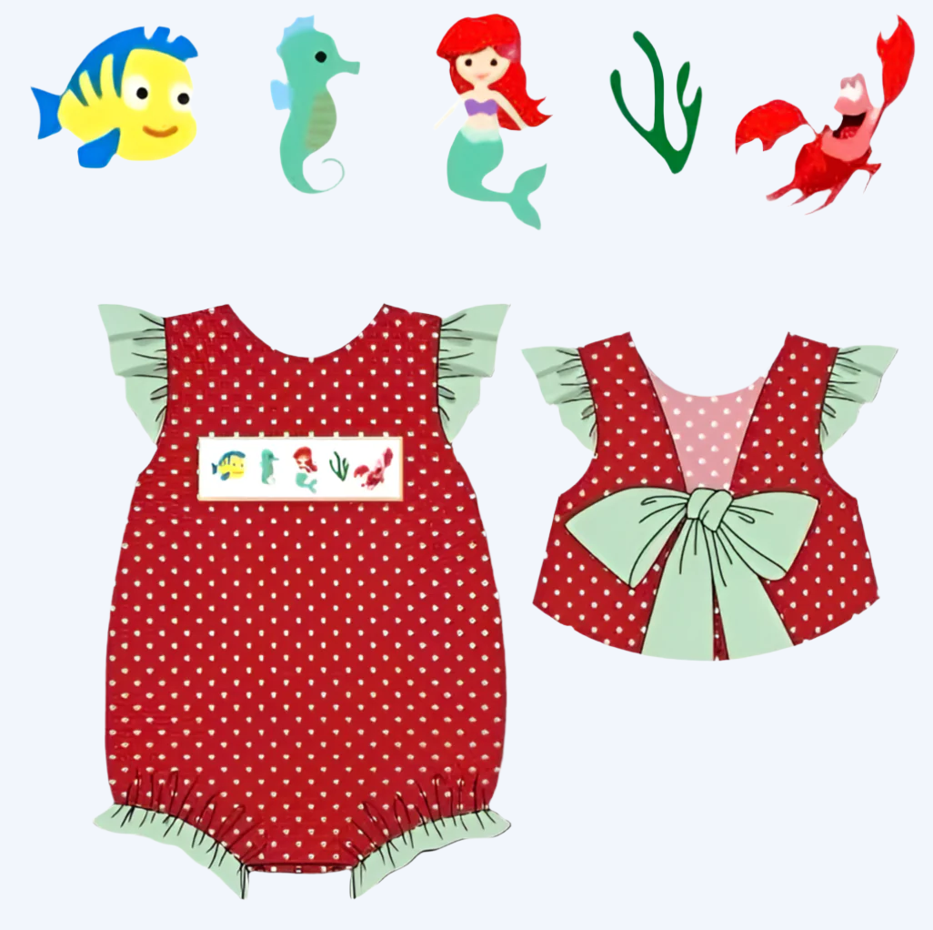 MAGICAL LITTLE MERMAID - HAND SMOCKED GIRLS BUBBLE