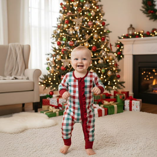 Christmas Red And Green Gingham Zippy Romper