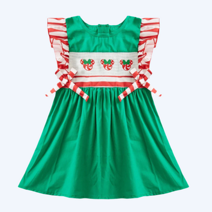 CHRISTMAS MAGICAL MACHINE EMBROIDERY SMOCKED DRESS