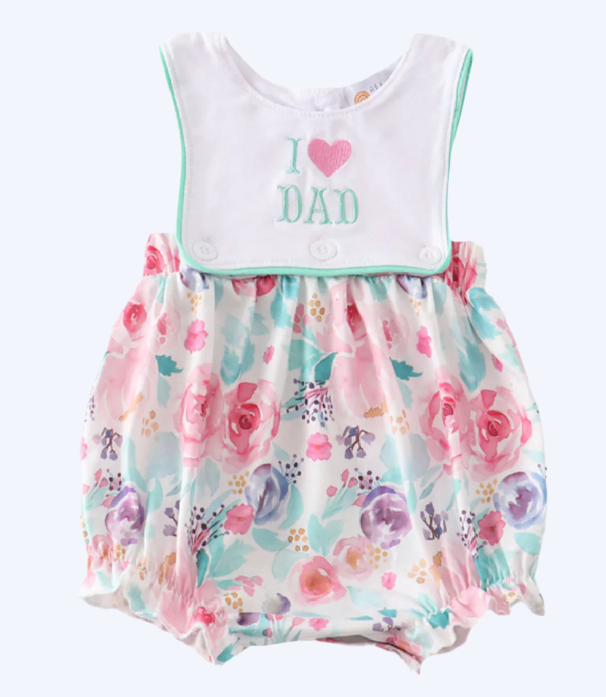 I LOVE DAD - FATHER’S DAY GIRLS FLORAL BUBBLE - EMBROIDERED