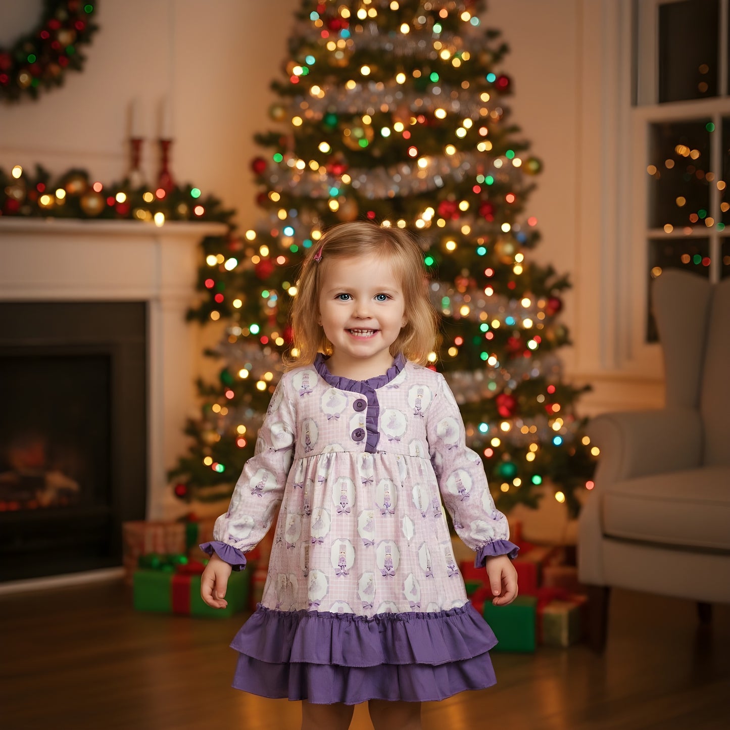 Purple Nutcracker Ballet Ruffle Girls Nightgown