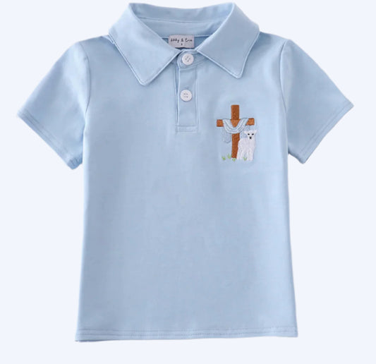 BOYS EASTER EMBROIDERED POLO