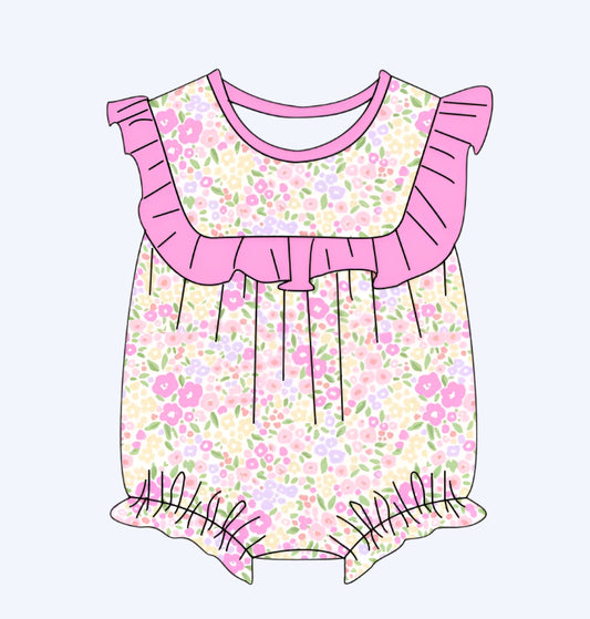 EVERLY’S FLOWERS RUFFLE BIB BUBBLE