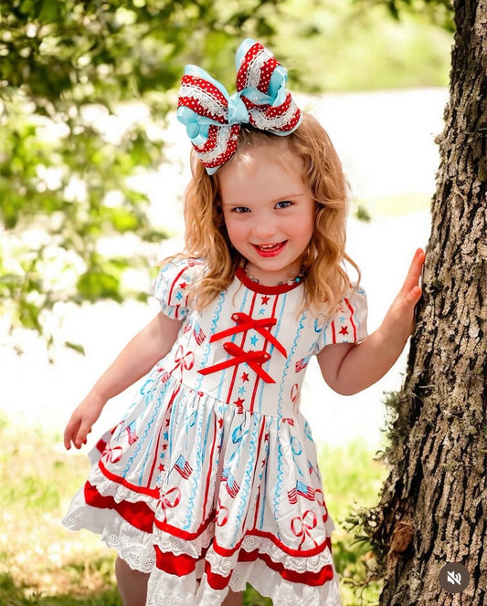 Patriotic Twirl American Flag - Play Dress with Bloomers - Exclusive Print