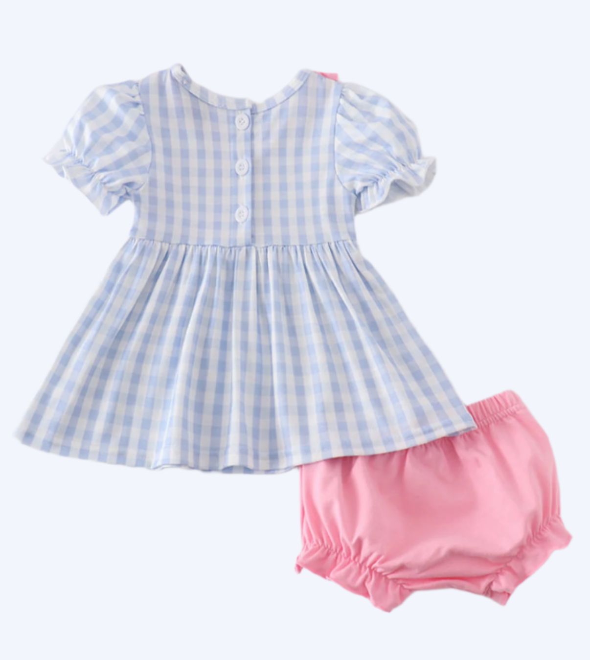 MAGICAL MOUSE - BLUE CHARACTER EMBROIDERY GINGHAM BLOOMER SET