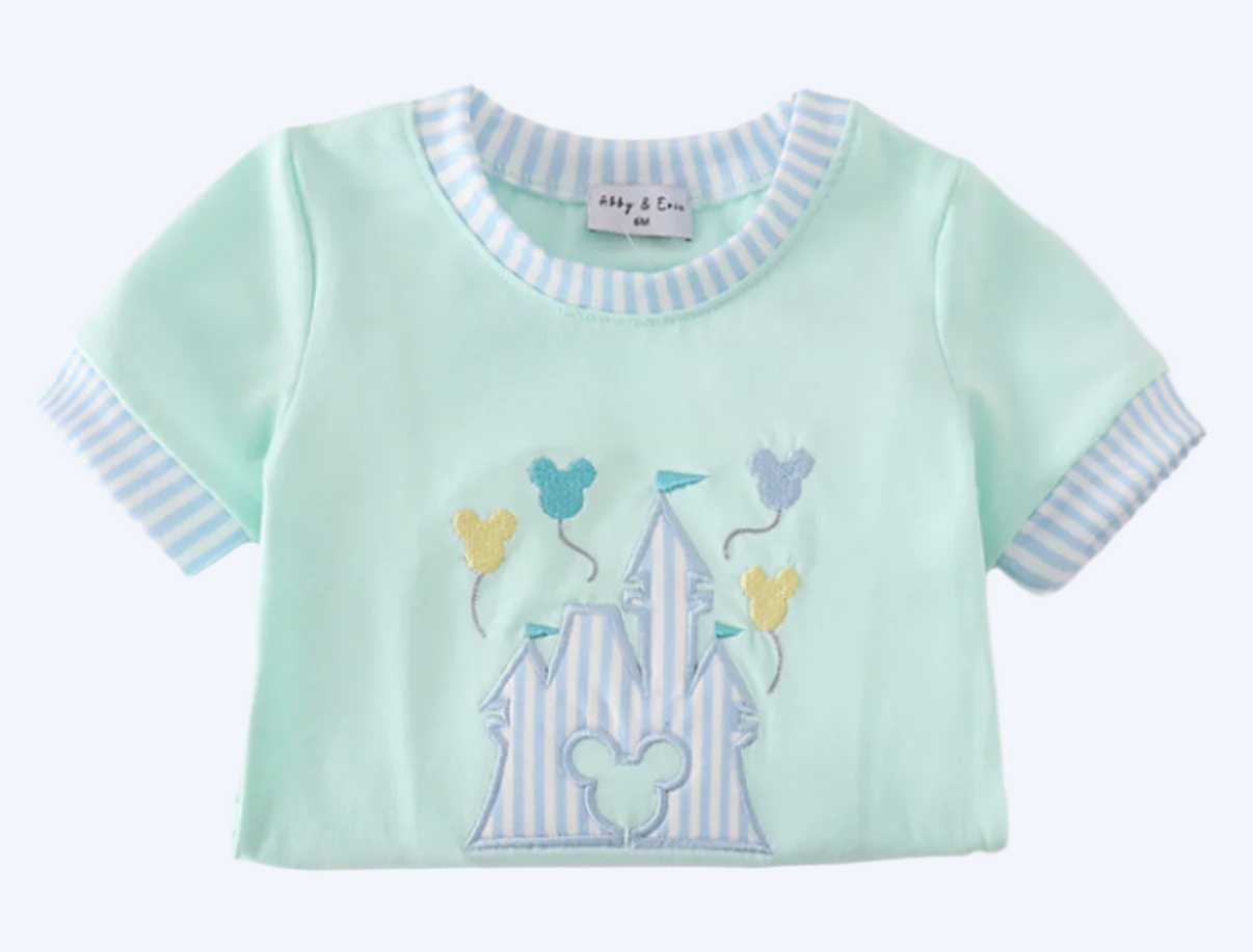 BOYS CASTLE BALLOON APPLIQUÉ BUBBLE ROMPER