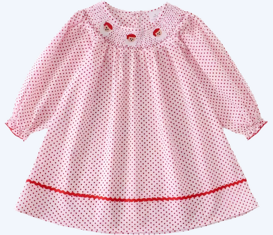 Christmas- Smocked Santa Dress polka dot