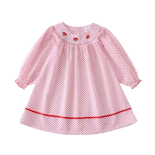 Christmas - Machine Smocked Santa Dress Polka Dot