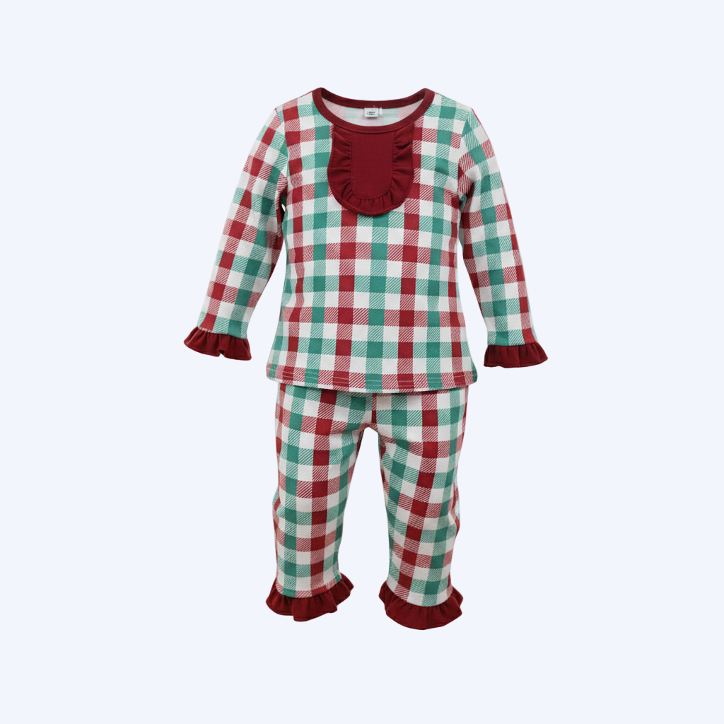 Christmas Red And Green Gingham Pajama Set