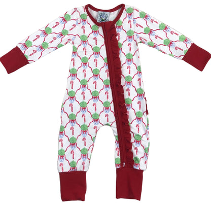 Christmas White Candy Cane Long Sleeve Zippy