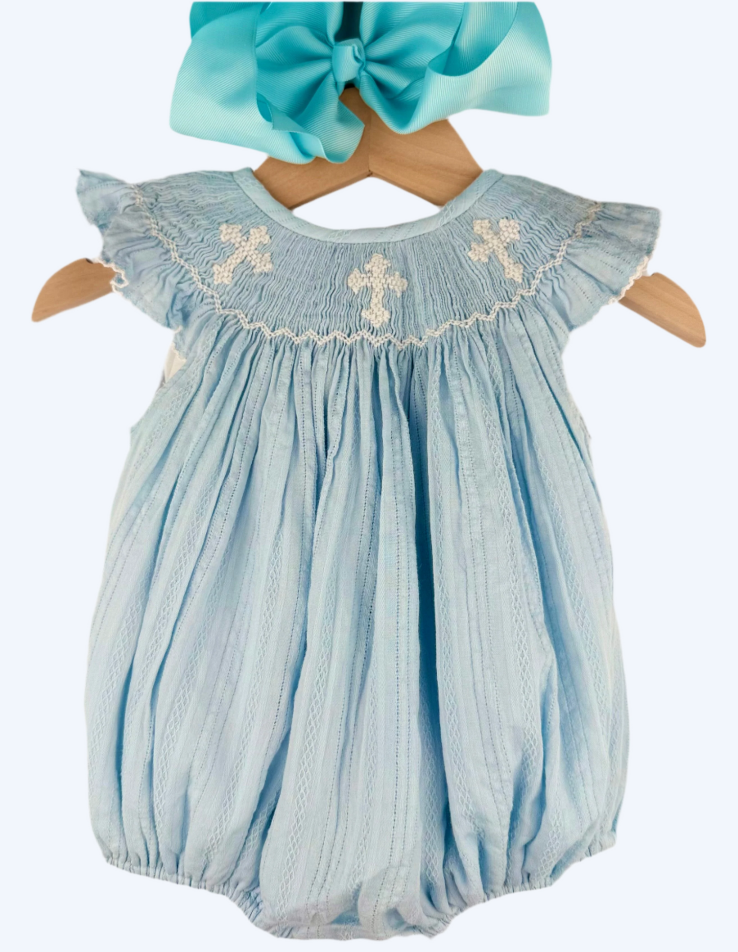 SUNDAY BEST - HANDSMOCKED LIGHT BLUE BUBBLE