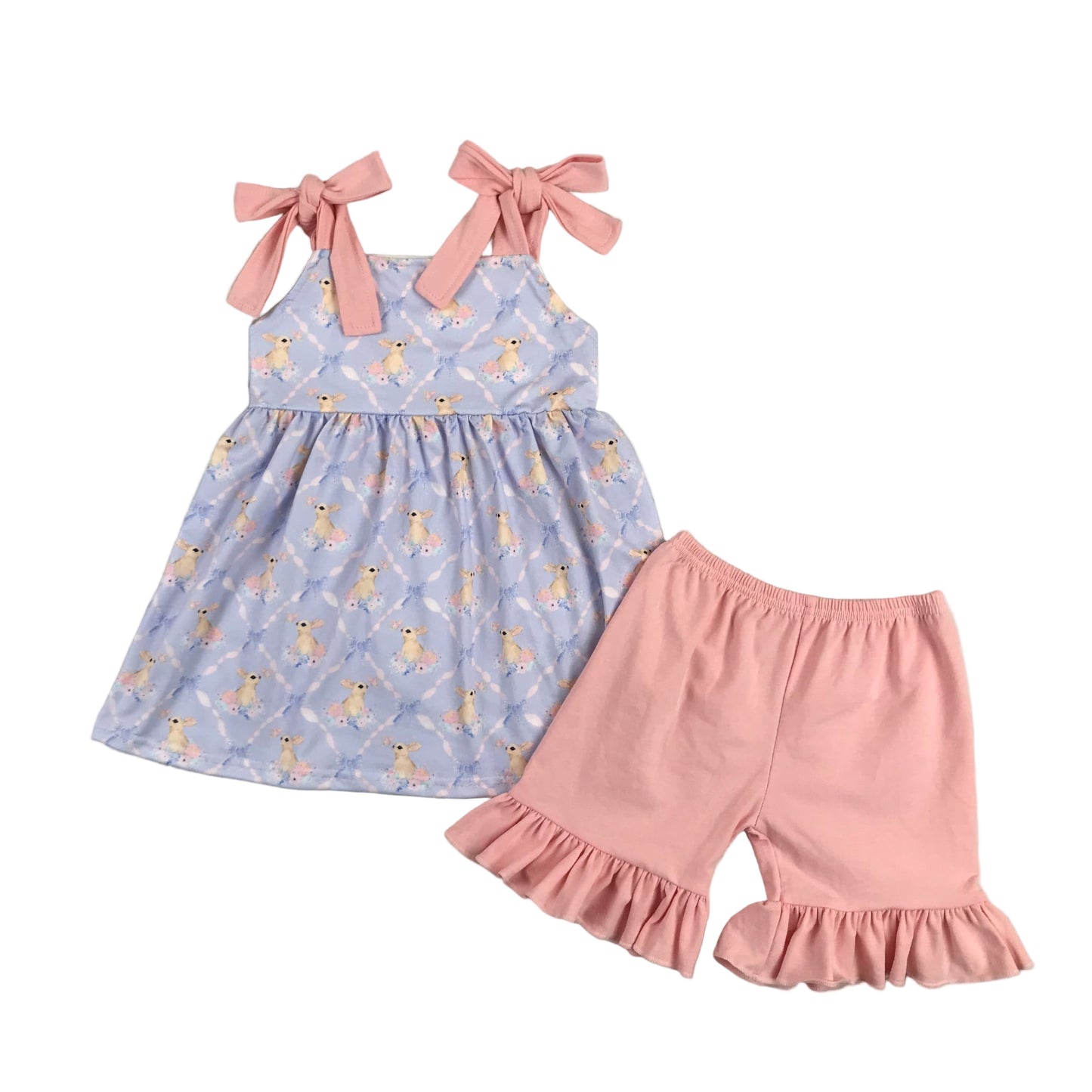 Grandmillennial Easter Bunny Girl Short Set