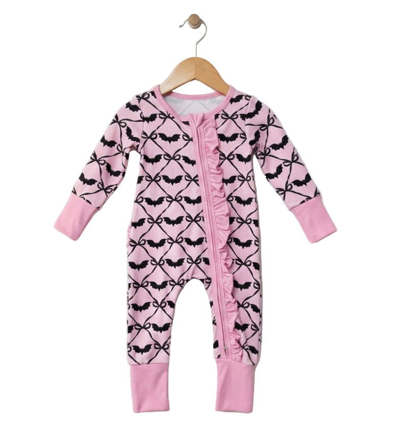 Get Batty For Bows Pajamas Onesie Ruffle Butt Sleeper
