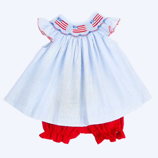 PATRIOTIC HAND SMOCKED AMERICAN FLAG BUBBLE SET