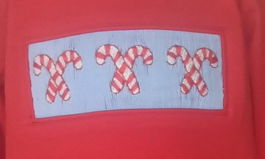 Boys Hand Smocked Christmas Candy Cane Pants Set