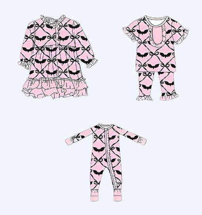 GET BATTY FOR BOWS PAJAMAS ONESIE RUFFLE BUTT SLEEPER