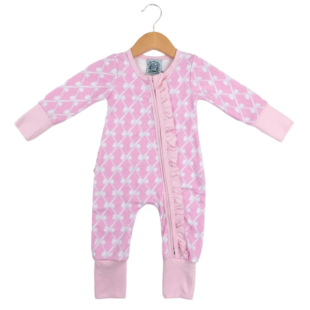 Isn't She Lovely Pink Bow Ruffle Zippy