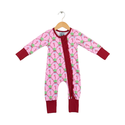 Christmas Chinoiserie Pink Candy Cane Long Sleeve Zippy