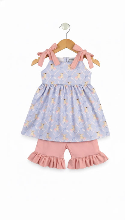 Grandmillennial Easter Bunny Girl Short Set