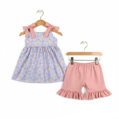 Grandmillennial Easter Bunny Girl Short Set