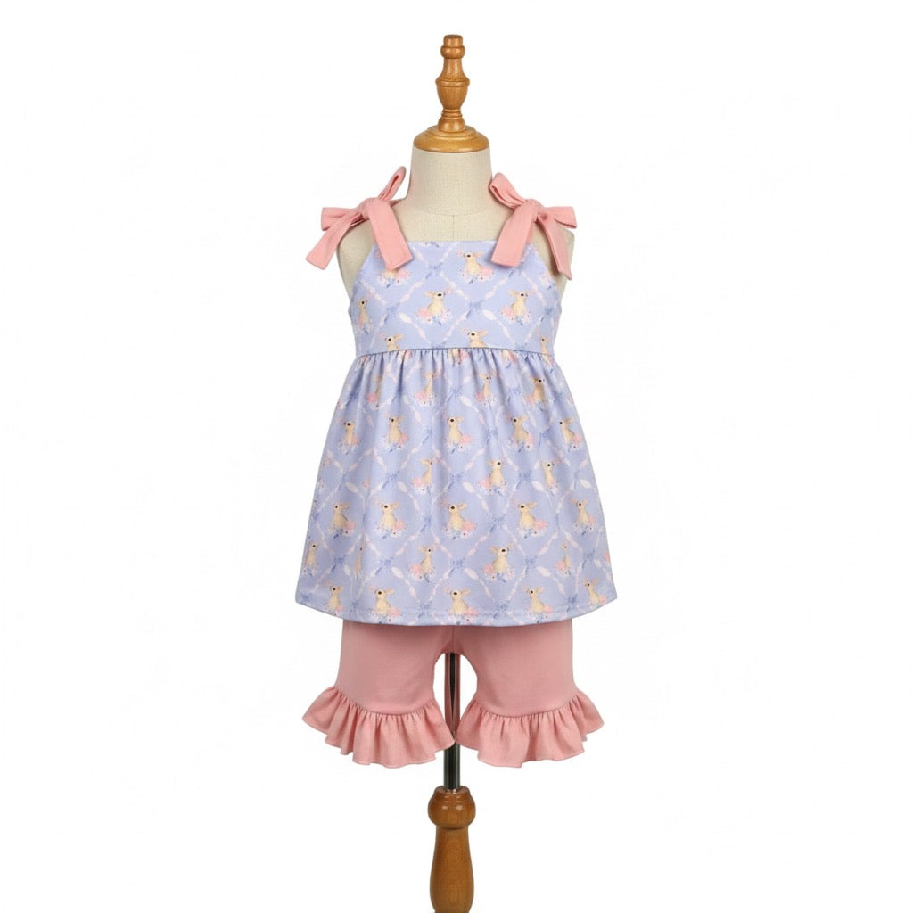Grandmillennial Easter Bunny Girl Short Set