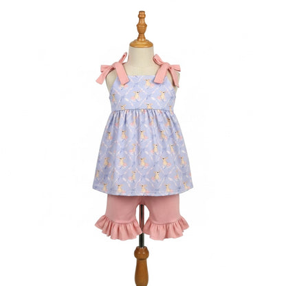 Grandmillennial Easter Bunny Girl Short Set