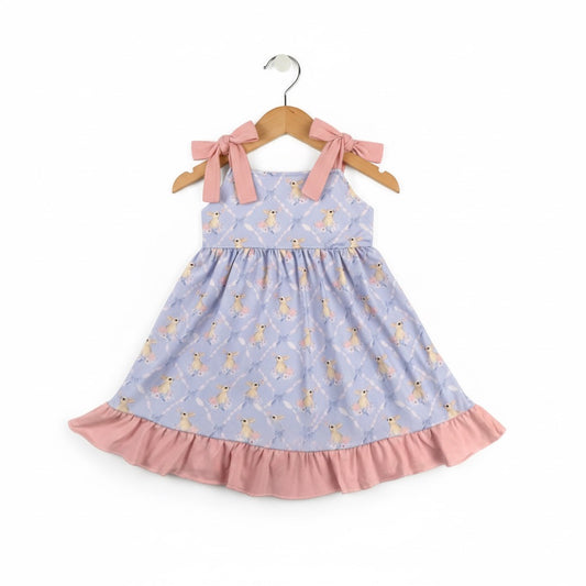 Grandmillennial Easter Bunny And Bows Girl Dress