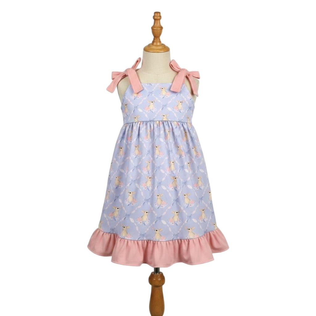 Grandmillennial Easter Bunny And Bows Girl Dress