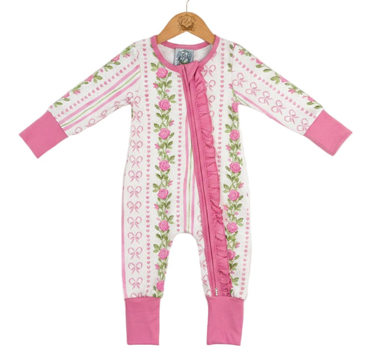 Grandmillennial Floral Pink Hearts Girl Zippy