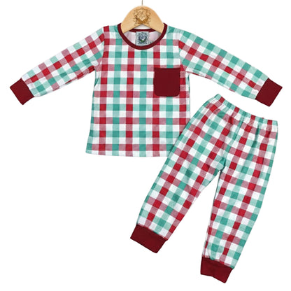 Christmas Red And Green Gingham Pajama Set Boys