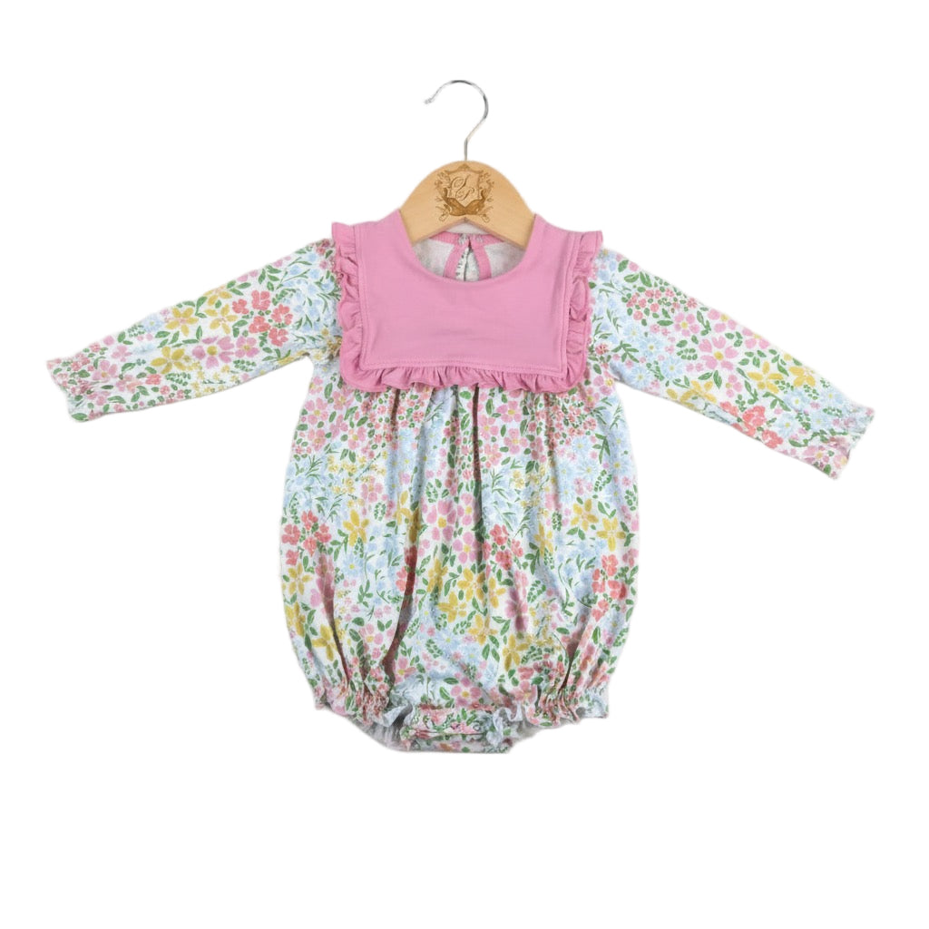 Evelyn Floral Long Sleeve Bubble With Bib