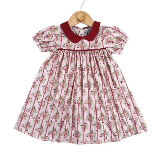 Christmas Garland Holly Berry Bows Girl Dress