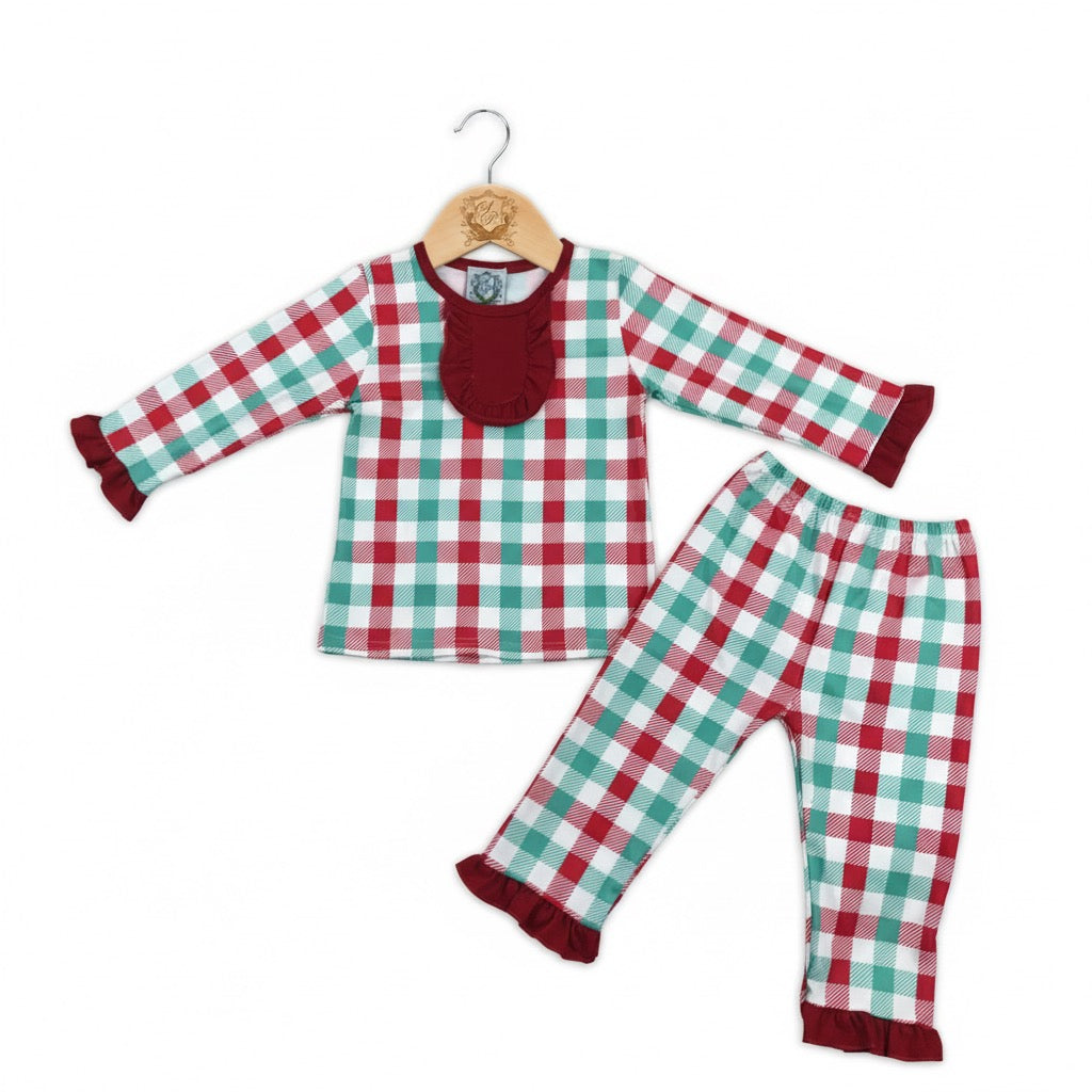 Christmas Red And Green Gingham Pajama Set