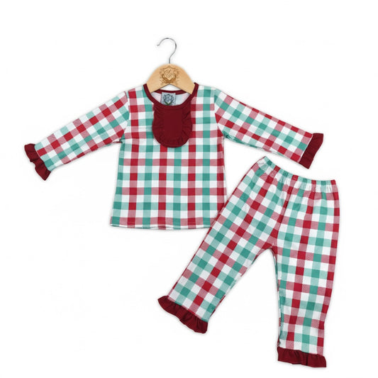 Christmas Red And Green Gingham Pajama Set