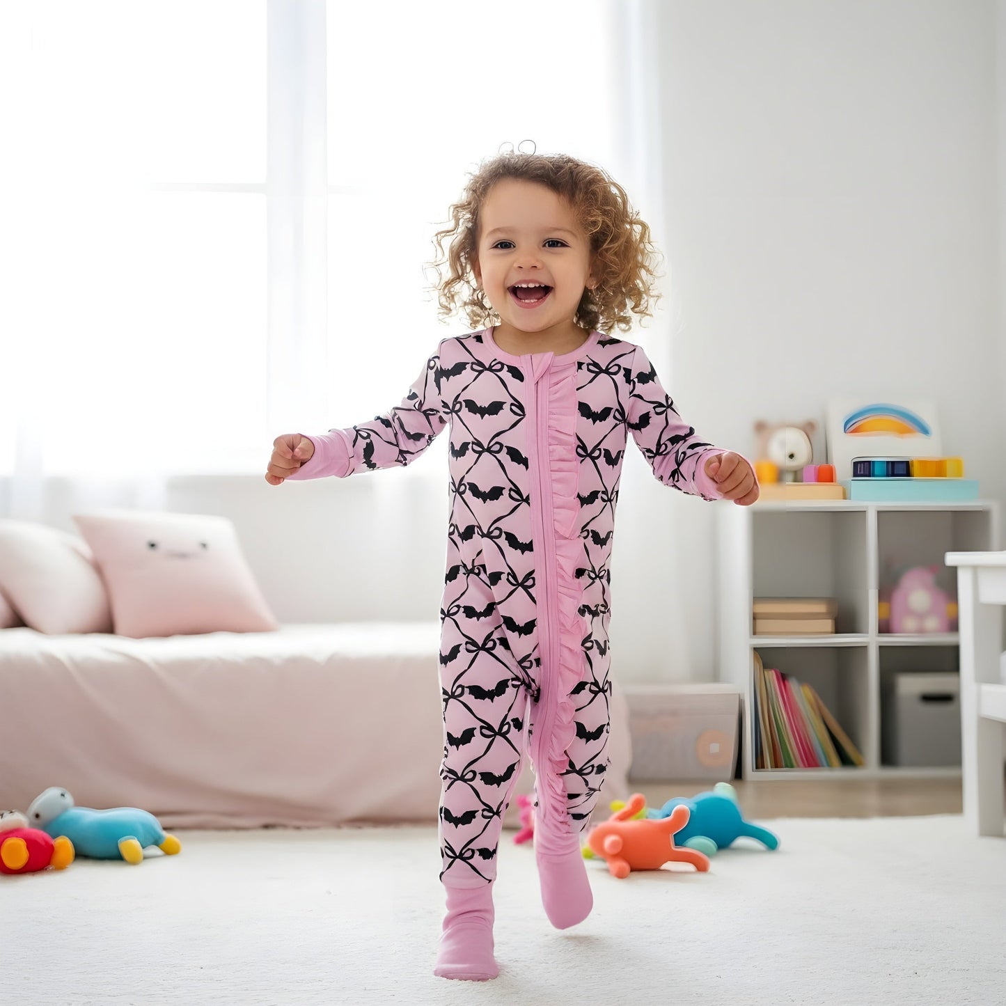 Get Batty For Bows Pajamas Onesie Ruffle Butt Sleeper