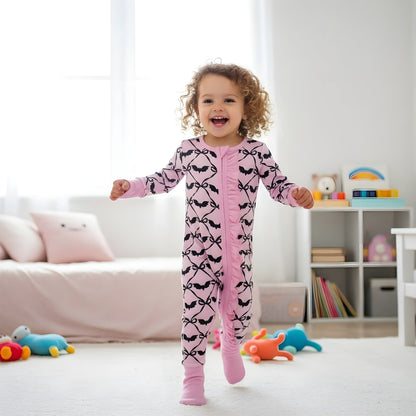 Get Batty For Bows Pajamas Onesie Ruffle Butt Sleeper