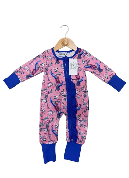 Grandmillennial Peacock Ruffle Butt Sleeper