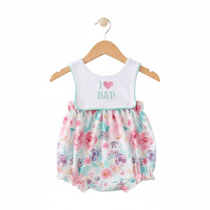 I Love Dad - Father’s Day Girls Floral Bubble - Embroidered
