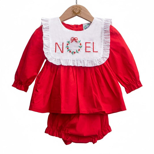 Girls Noel Embroidered Bloomer Set 2 Pc