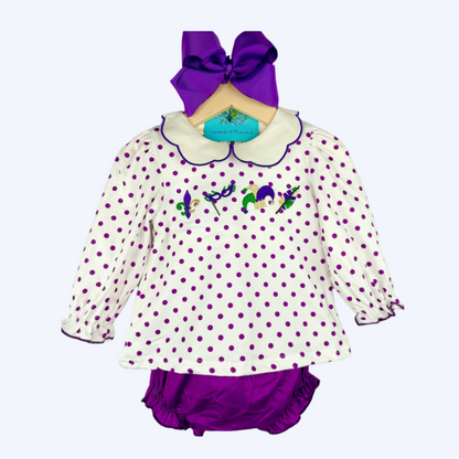 MARDI GRAS EMBROIDERY DIAPER SET