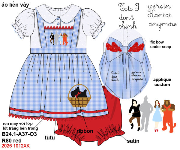 Girls Hand-Smocked Yellow Brick Bloomer Set - Blue Gingham