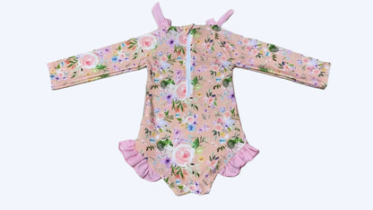 ADELINE FLORAL RASHGUARD SWIMSUIT (runs huge)