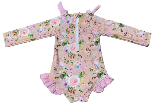 Adeline Floral Rashguard Swimsuit (Runs Huge)