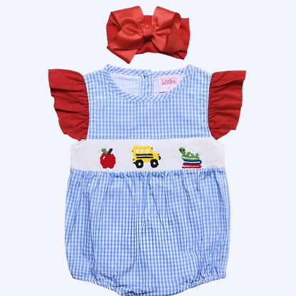 BACK TO SCHOOL - HAND SMOCKED - BUBBLE - pleats need ironing so sold as defective